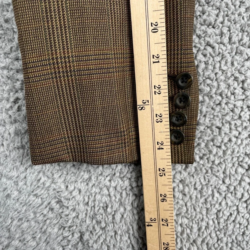 Tom James Sport Coat Mens Brown Glen Plaid Corporate Image Hand Tailored Blazer